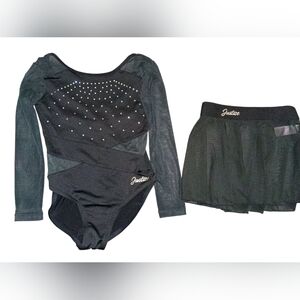 Girls Gymnastics Justice 5/6 Leotard Dance Set One Piece Leo And Skirt